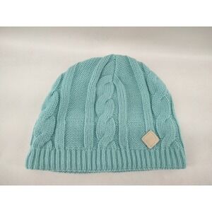 Merkley‎ Headgear Cable Knit Beanie Womens Blue/Green with Fleece Earband OSFM